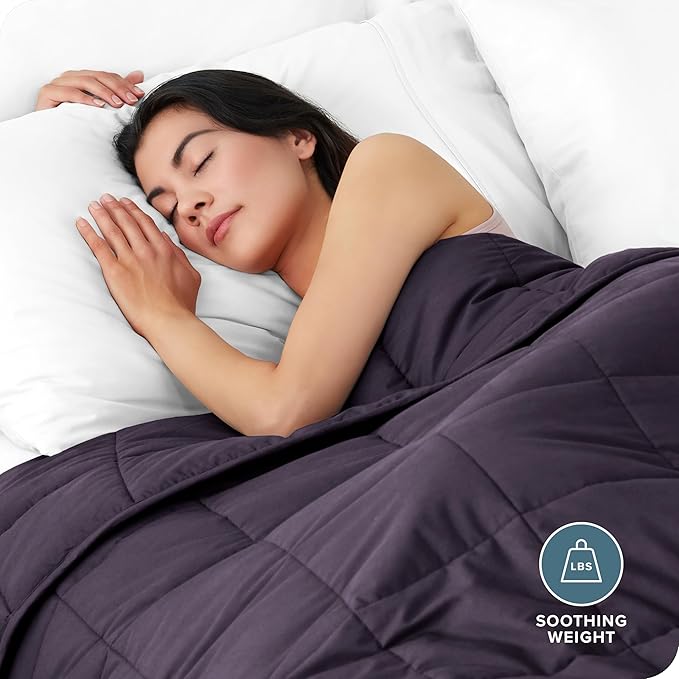 Bare Home Weighted Blanket King Size 30lb (80" x 87") for Adults - All-Natural 100% Cotton - Premium Heavy Blanket Nontoxic Glass Beads (Eggplant, 80"x87")