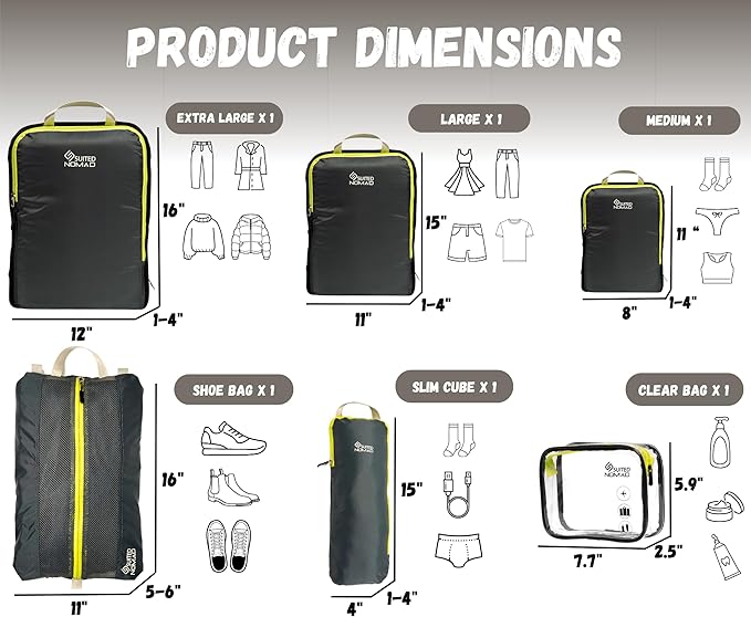 6 Set/3 Set Ultralight Compression Packing Cubes, Suitcase and Backpack Travel Organizer Bags