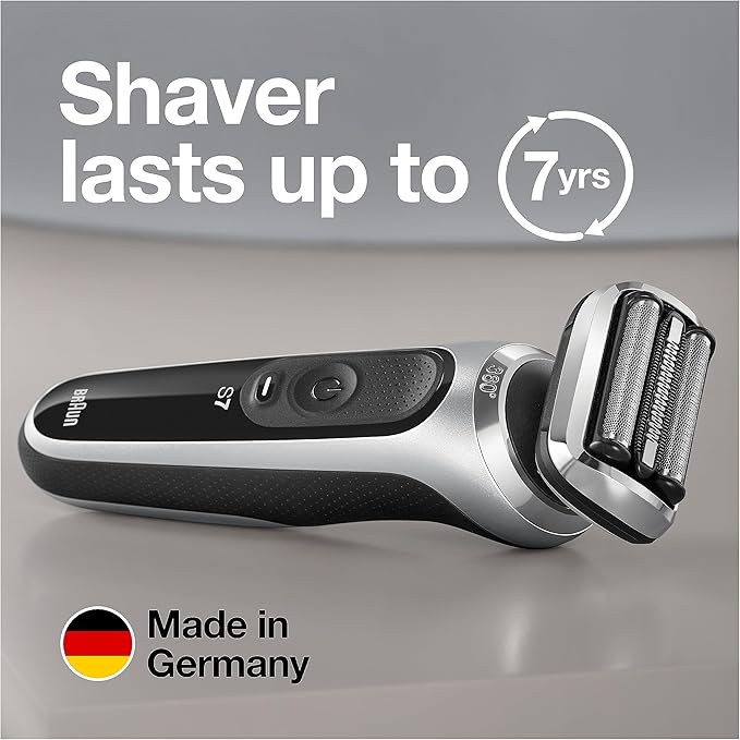 Braun Series 7 7032cs Flex Electric Razor for Men, Wet & Dry, Electric Razor, Rechargeable, Cordless Foil Shaver with Beard Trimmer and Charging Stand, Silver