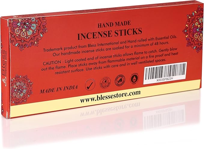 Bless-Orange-Blossom 100%-Natural-Handmade-Hand-Dipped-Incense-Sticks Organic-Chemicals-Charcoal-Free Purification-Relaxation-Positivity-Yoga-Meditation Best-Woods-Scent (100 Sticks(5.25 OZ))