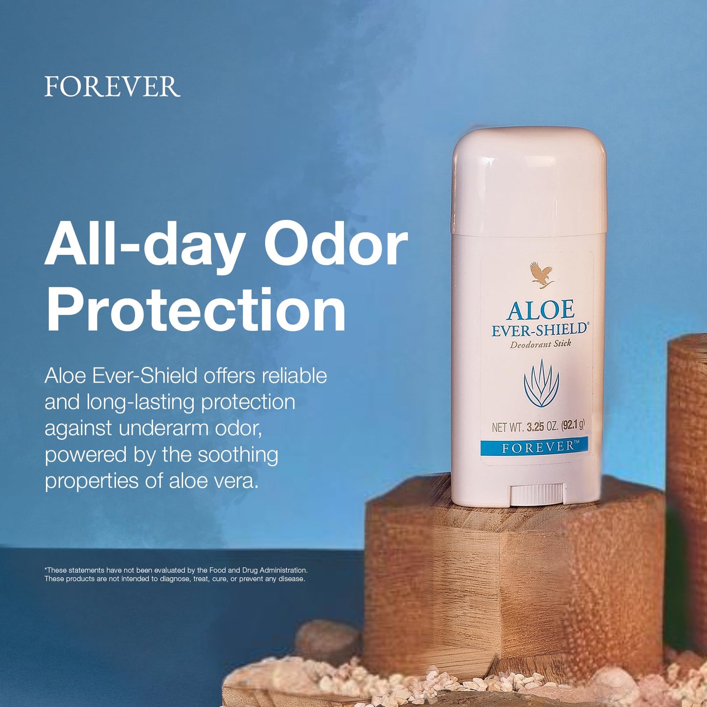 Forever Living - Aloe Ever-Shield - Aluminum-Free Deodorant with Soothing Aloe for Sensitive Skin - 3.25 oz Stick (Pack of 3)