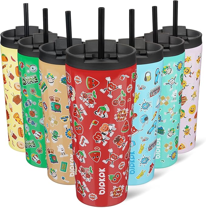 BJPKPK 22oz Tumbler With lid And Straw Stainless Steel Travel Coffee Mug Insulated Tumblers Cups,Passionate Red