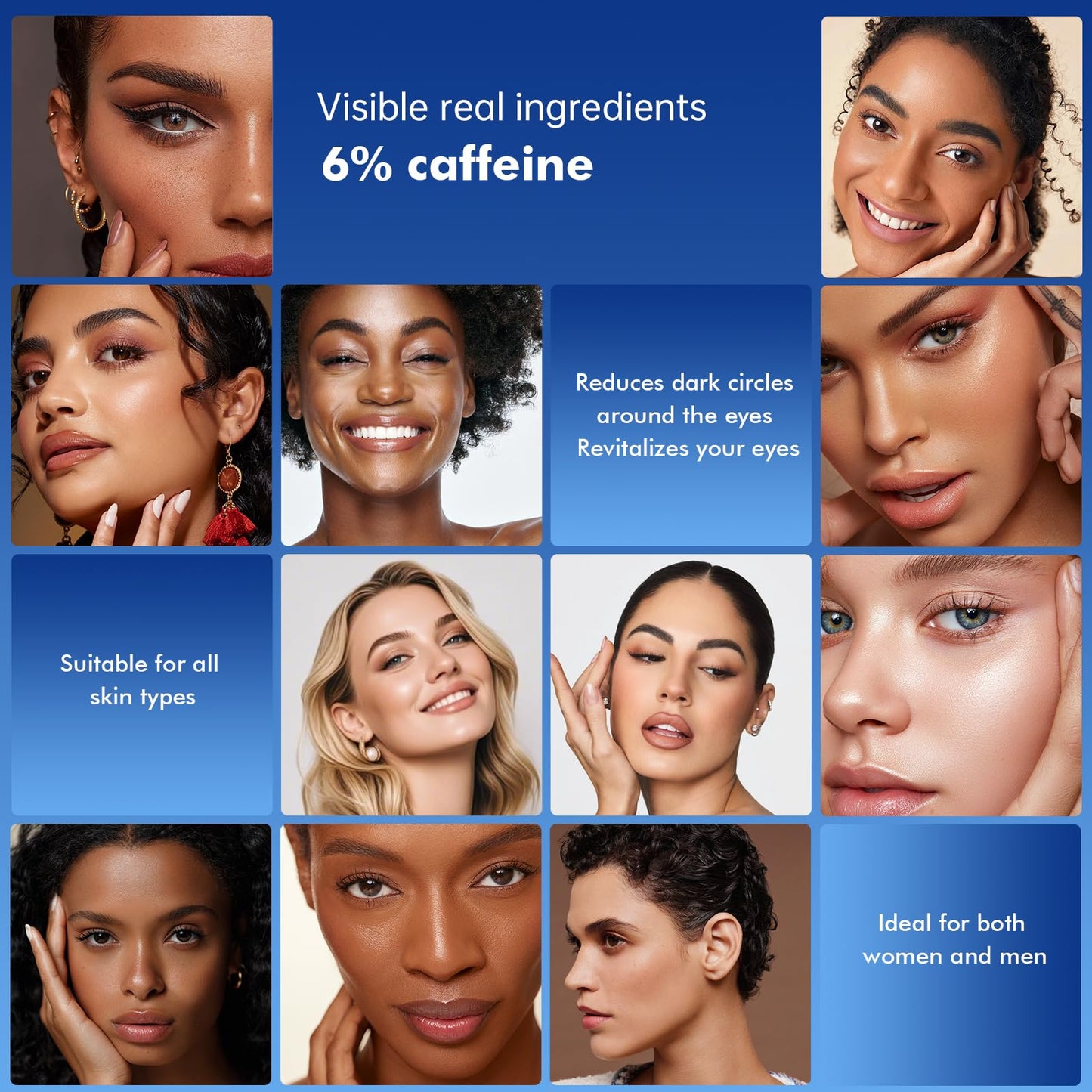 6% Caffeine Eye Cream for Dark Circles - Rapid Wrinkle Repair, 1% Retinol Eye Serum for Under Eyes Bags, Anti-Aging Eyes for Men and Women 0.68 fl. oz