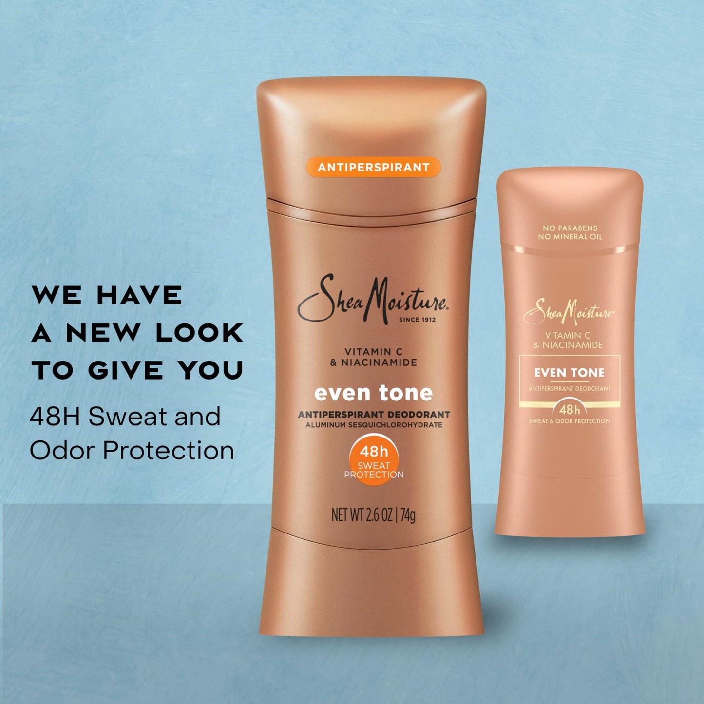 SheaMoisture Antiperspirant Deodorant Stick Even Tone Vitamin C & Niacinamide 2 Count for 48HR Sweat & Odor Protection with No Parabens & No Mineral Oil 2.6 oz