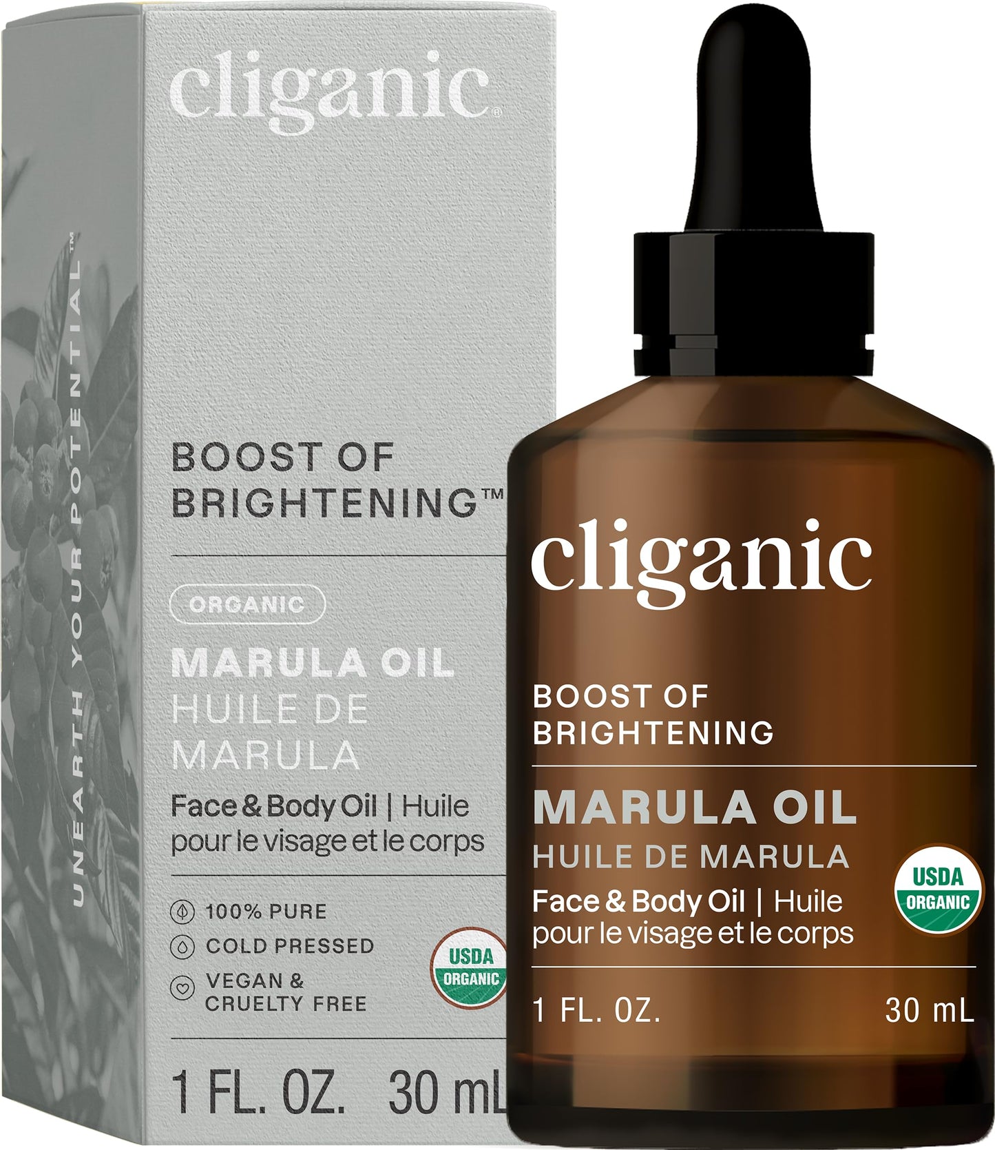 Cliganic Organic Marula Oil, 100% Pure - For Face & Hair | Natural Cold Pressed Unrefined (Packaging May Vary)