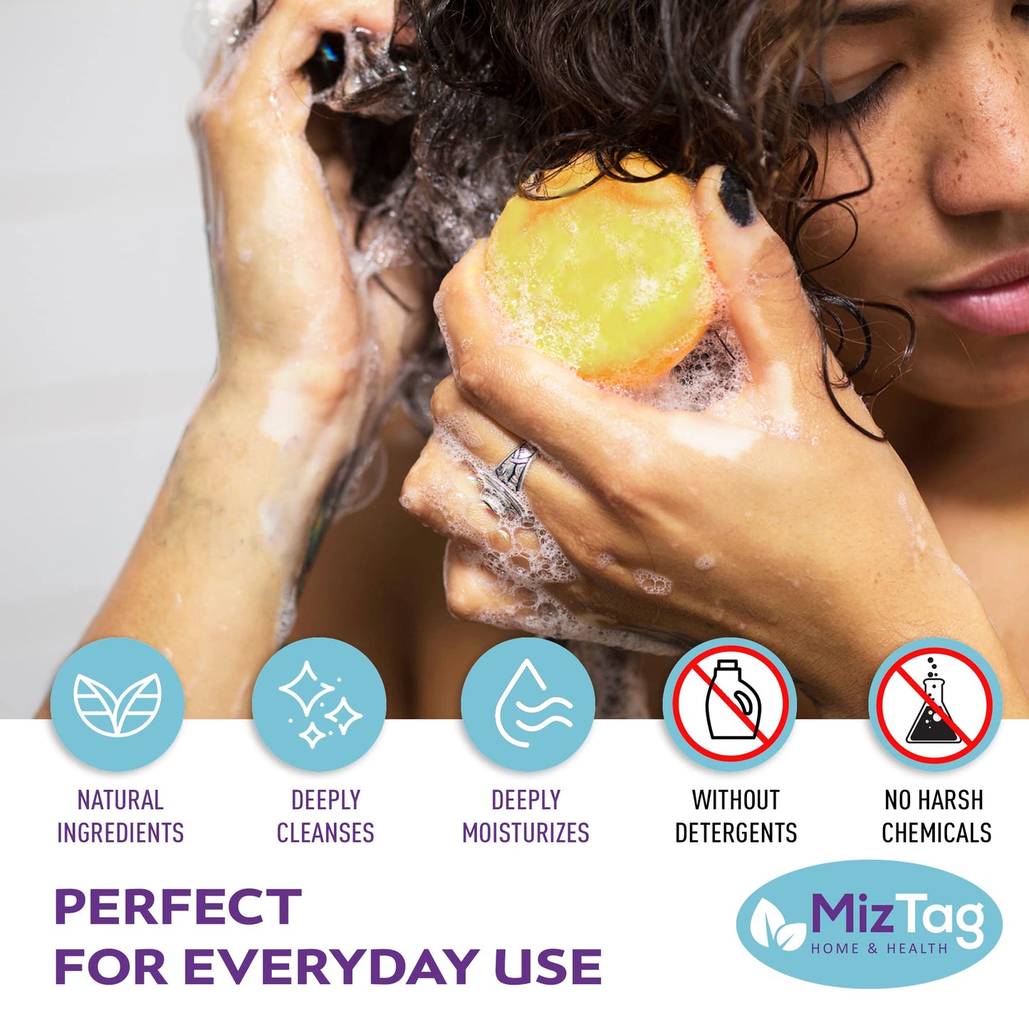 Miztag Home & Health Conditioner Bar - Solid Natural Soap for Hair - Vegan Zero Waste Packaging - Chamomile Scent - Eco-Friendly Gift for Women