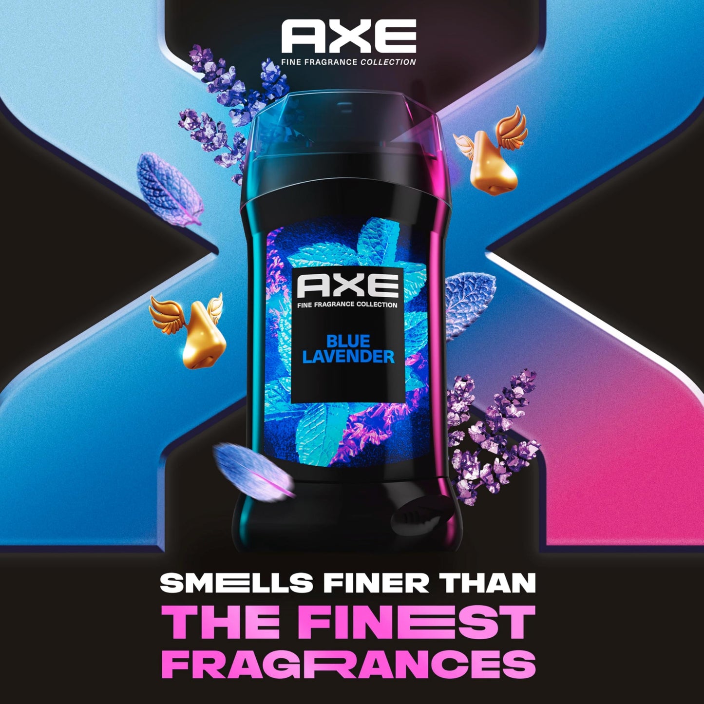 AXE Fine Fragrance Collection Deodorant Stick Blue Lavender with Mint + Amber Essential Oils 4 Pack with 72H Freshness Aluminum-Free 3 oz
