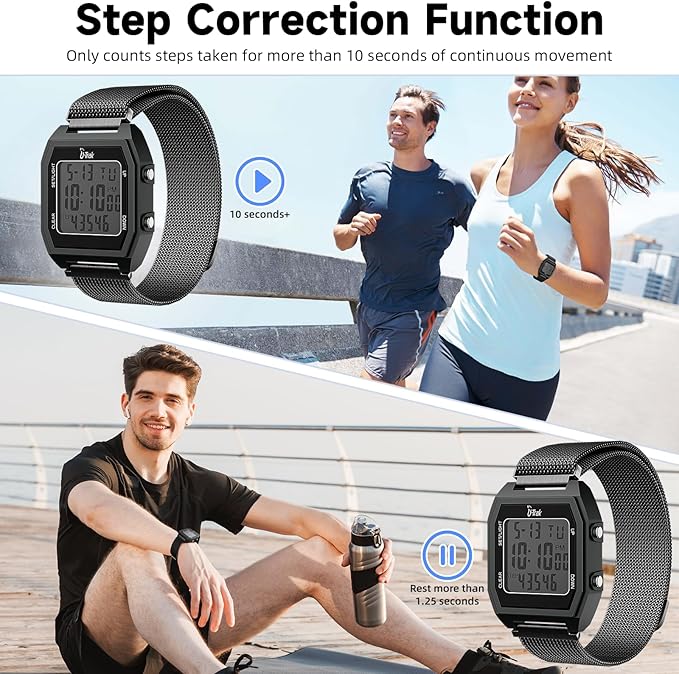3D Pedometer Watches for Walking, Simple Step Counter Watches with Magnetic Watch Band, Waterproof Step Tracker Watches with Magnetic Watch Strap for Men Women Kids Senior