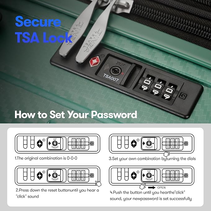 20 Inch Carry on Luggage 22x14x9 Airline Approved Hardside Suitcase with Spinner Wheels TSA Lock, 20-Inch, Green
