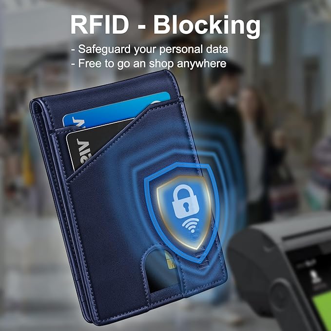 Airtag Wallet for Men,with Money Clip 11 Cards Slim Front Pocket Leather RFID Blocking Wallet with Gift Box