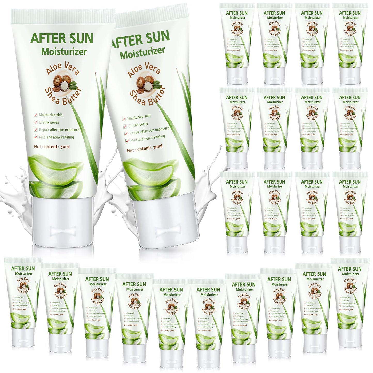 Dansib 24 Pcs After Sun Lotion Mini Aloe Vera Lotion Bulk Travel, 1 oz Travel Size Aloe Vera Skin Moisturizer Organic Mini Sunscreen Bulk Party Favor Moisturizing for Face and Body