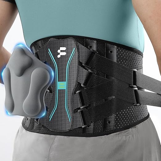 Back Brace for Lower Back Pain Relief, Extra Lumbar Support Pillow, Lightweight Carbon Fiber Splints, Ultra-thin Mesh, Adjustable Fit, for Under Clothes, Sciatica, Posture, Lifting, Size M