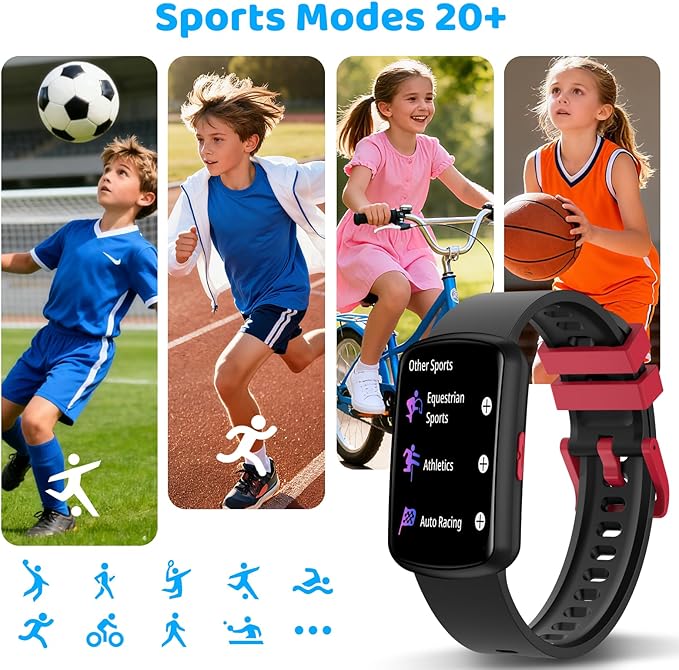Kids Fitness Tracker Watch for Boys Girls Ages 5-15, Full Touch 1.47" Screen, Activity Tracker, HeartRate and Sleep Monitor, IP68 Waterproof, Pedometer, Puzzle Games (Blue)