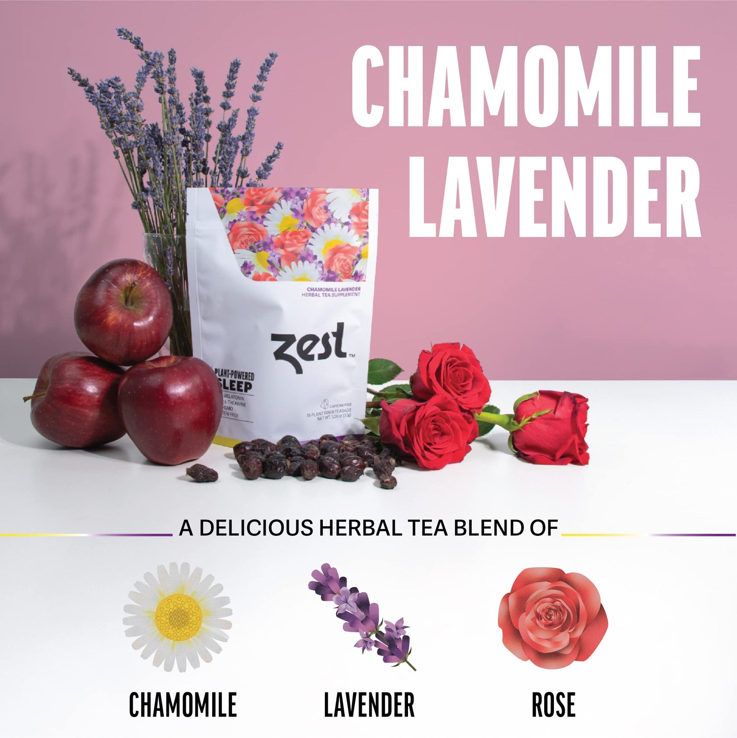 Zest Sleep Tea - 2mg Melatonin Tea for Sleep - Chamomile Lavender Herbal Blend - 15Ct Pack - Calming & Relaxing Ingredients for a Perfectly Sleepy Bedtime