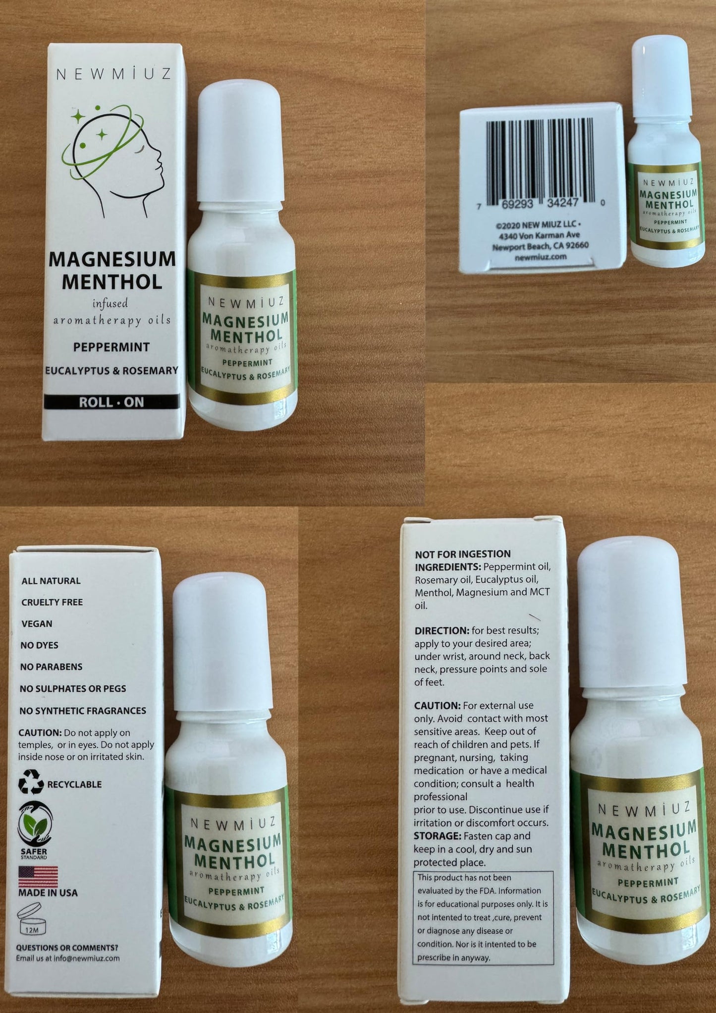 Magnesium Menthol Migraine Roll on Stick - Natural Fast Acting & Cooling Relief Peppermint Eucalyptus Aromatherapy Essential Oils for Headaches Sinus - Perfect Selfcare Gift Stocking Stuffers