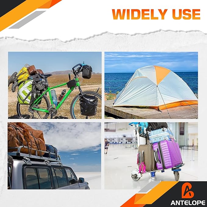 A ANTELOPE 36" Bungee Cords with Hooks, Pack of 8 Premium Heavy Duty Rubber with Strong Elastic Cords for Outdoor Tent, Luggage Rack, Camping, Cargo, RV, Bicycle, Transportation (Blue)