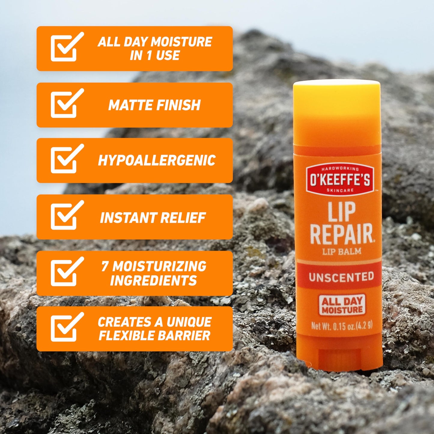 O'Keeffe's Lip Repair Unscented Lip Balm for Dry, Cracked Lips - Stick (Twin Pack) - Moisturizer for Very Dry Lips