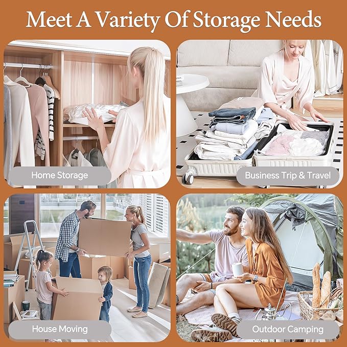 Vacuum Seal Bags for Clothing, 16 Pack Vacuum Storage Bags with Wireless Charging Air Pump(4J+4L+4M+4S), Space Saver Bags for Clothes Blanket Duvets Pillows Comforters Travel