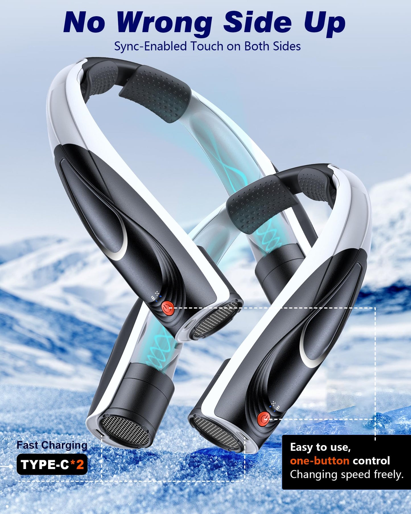 Tenvolti Portable Neck Fan- Hands Free Personal Fan, 6 Speeds 6000mAh Long-Lasting Battery Faster Cooling, USB-C Rechargeable, 360° Airflow, Quiet Gifts for Women Men Office Travel Outdoor