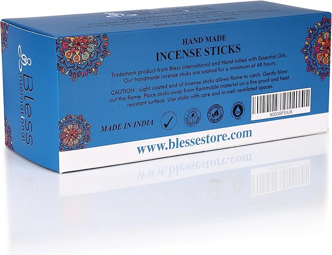 Bless-Ocean-Salt 100%-Natural-Handmade-Hand-Dipped-Incense-Sticks Organic-Chemicals-Charcoal-Free Purification-Relaxation-Positivity-Yoga-Meditation Best-Woods-Scent (500 Sticks(26 OZ))