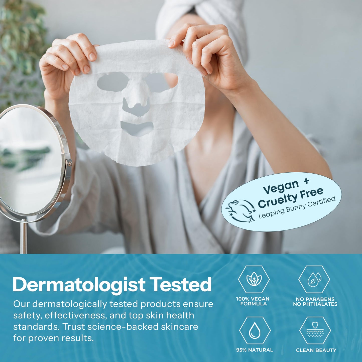 Skin 2.0 Hyaluronic Acid & Collagen Sheet Mask - Hydrating, Anti-Aging, Firming - Dermatologist Tested Korean Skincare - Clean Beauty, Natural Ingredients, Cruelty-Free, All Skin Types - 5 Masks