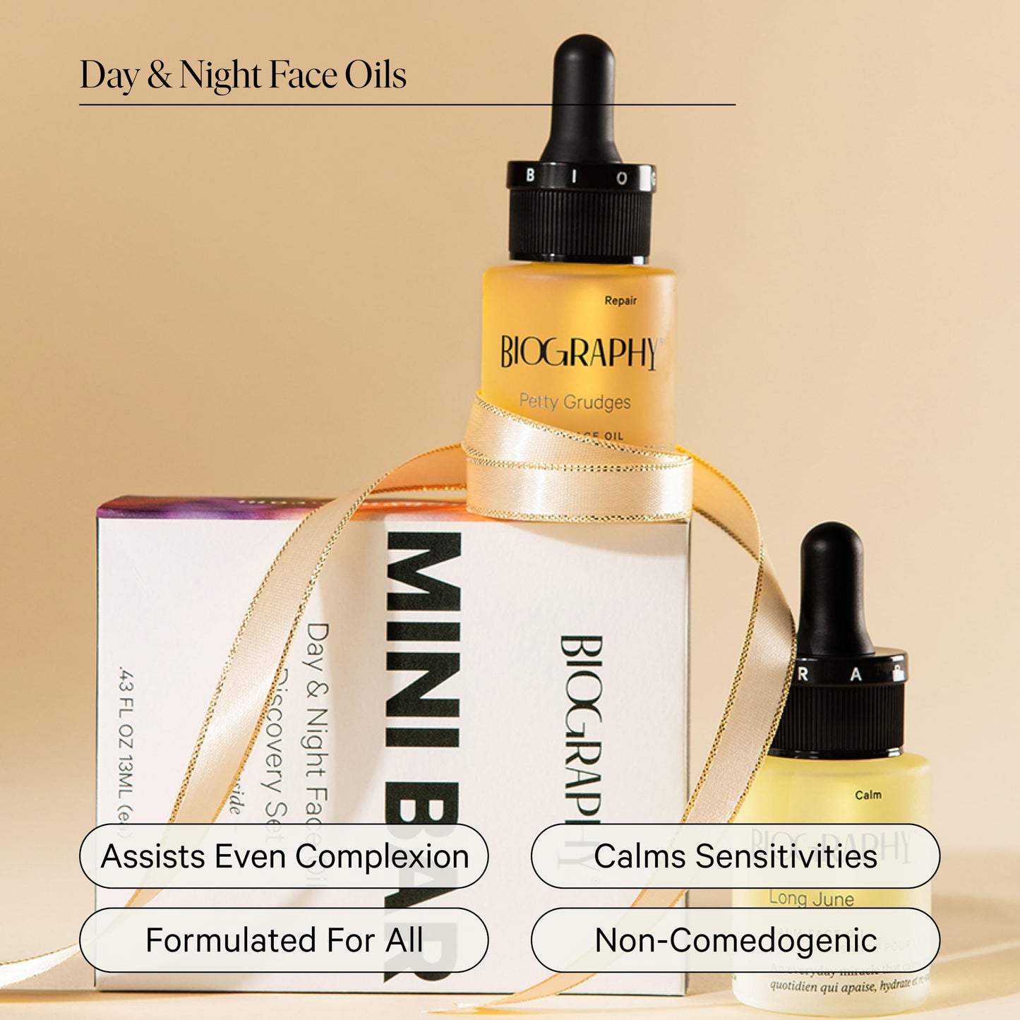 Facial Oil Gift Set- Skin Care Kit for Women- Smoothing, Quieting Moisturizer & Hydrator- Daily & Overnight Use- Beauty Travel Size Skincare Set- Ideal Gift for Women & Teens- Mini Bar by Biography