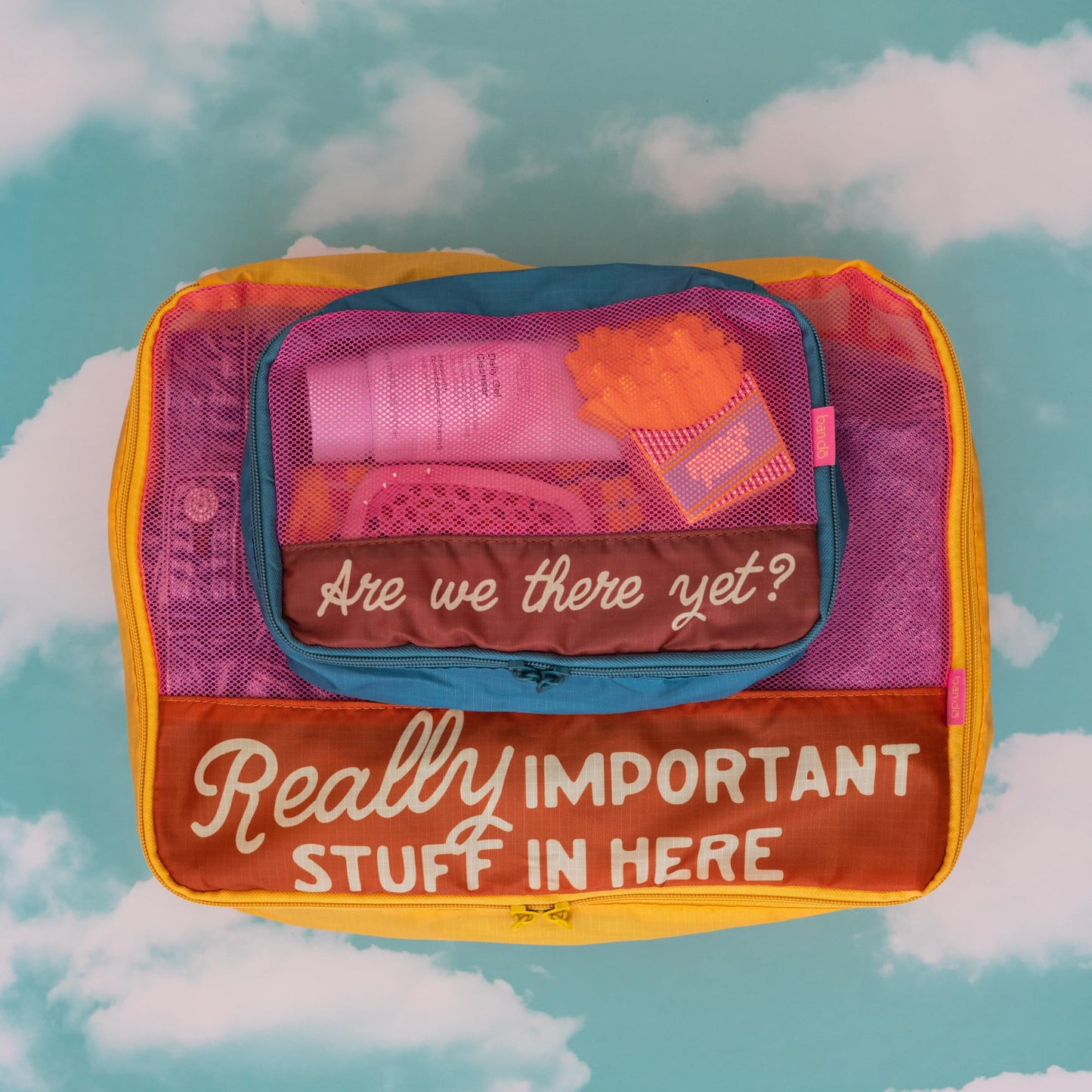 ban.do Getaway Polyester and Mesh Packing Cube Set, Includes 4 Soft Luggage Organizers in Various Sizes (Really Important Stuff)