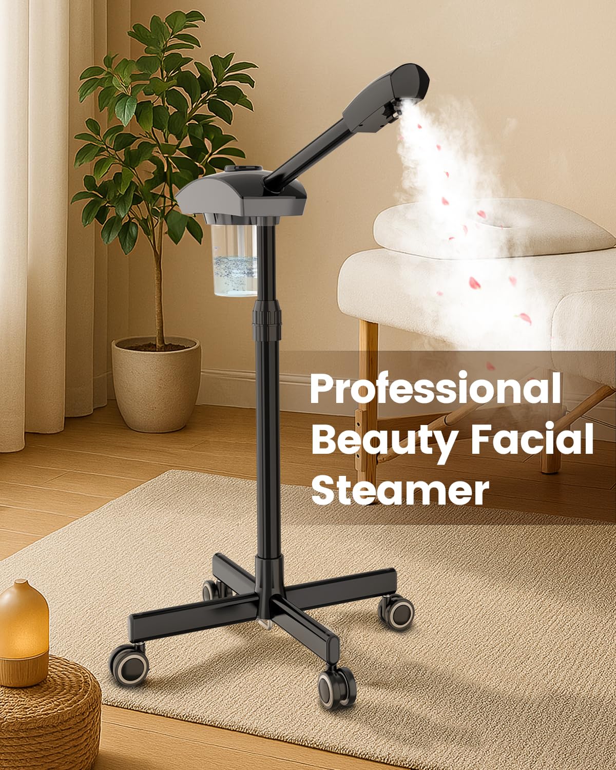 Kingsteam Professional Ozone Nano-Ionic Facial Steamer | Deep Cleansing Hydrating | Salon Home Spa Face Steamer | Pore Cleanser | 60-Min Timer | 360° Swivel | Esthetician Favorite Tool, Black