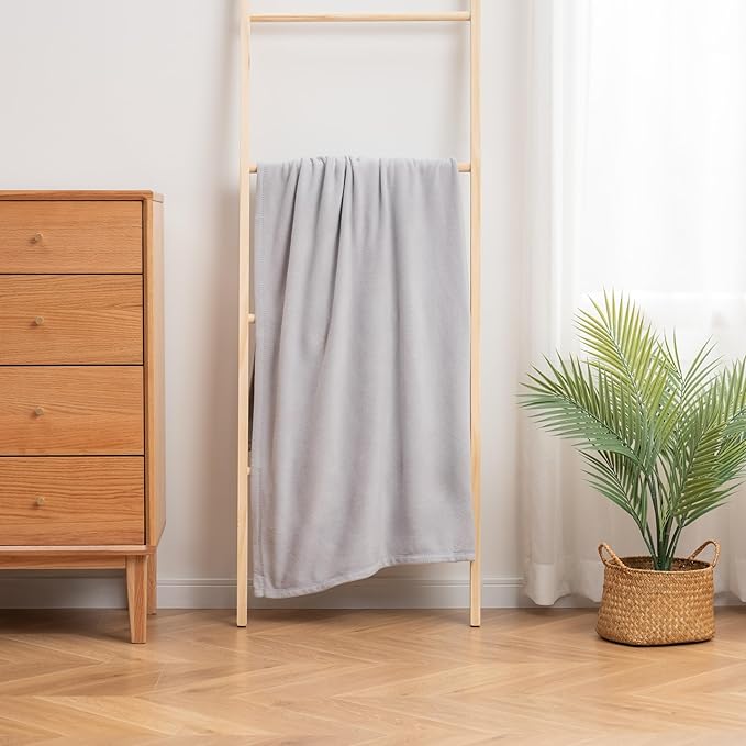 Berkshire Blanket Microfleece Throw Size Bed Throw Blanket Chateau Gray, Lightweight Soft Breathable Plush Micro Fleece Throw Blanket for Travel, Bed and Couch, 50x60 Inches