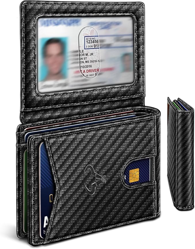 BULLIANT Men Wallet, Slim Leather Wallet Front Pocket Card Holder Gift For Men 11 Slots RFID Blocking