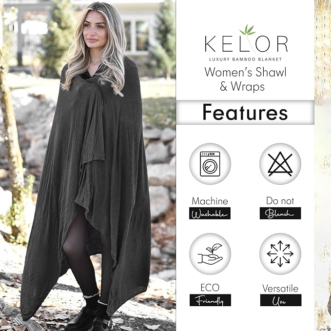 K E L O R Luxury Cooling Travel Blanket - Stretchy, Lightweight Soft & Breathable Shawl Wraps for Women