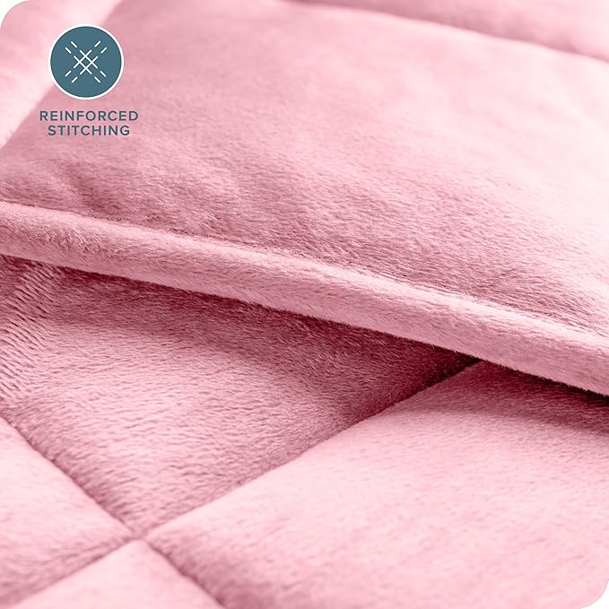 Bare Home Weighted Blanket Twin or Full Size 12lb (48"x72") for Adults - Minky Fleece - Premium Heavy Blanket Nontoxic Glass Beads (Light Pink, 48"x72")