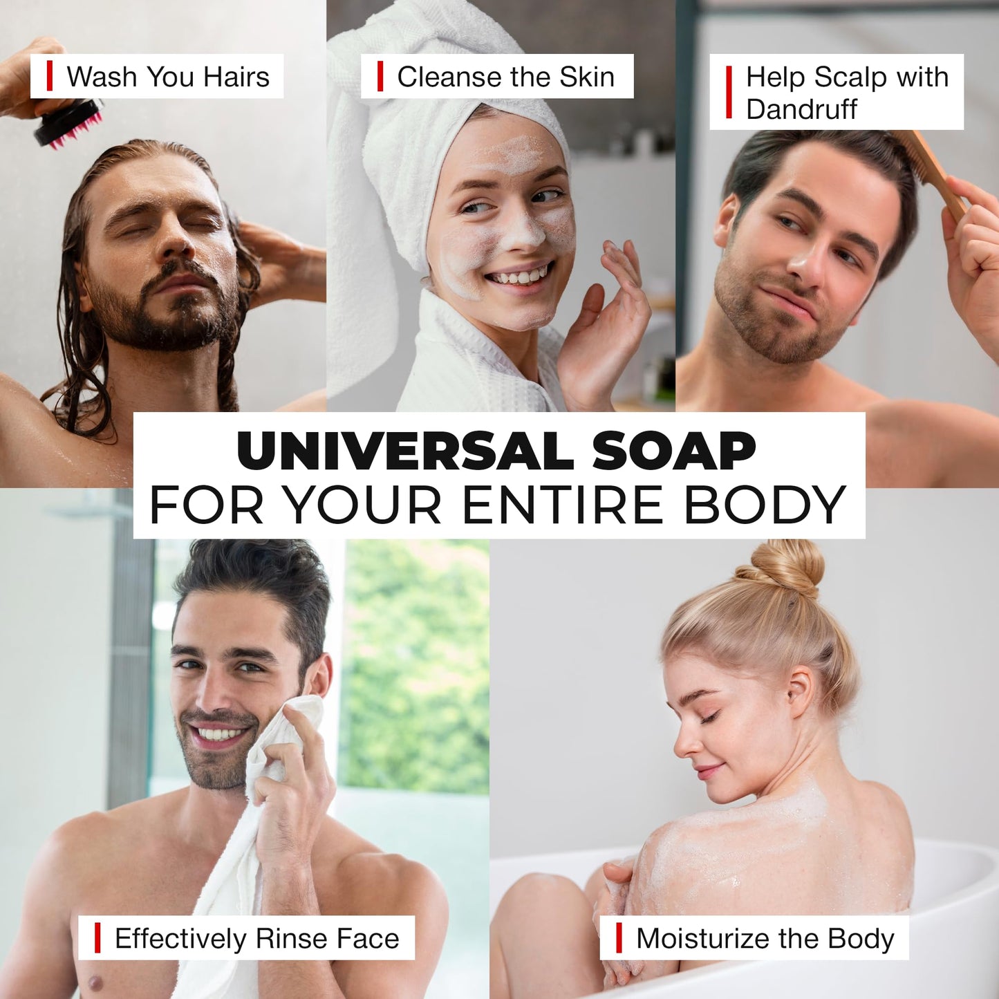 Bossman Men's 4-in-1 Bar Soap for Men + Black Soap Dish Bundle – 4 oz Bar with Lavender & Patchouli Scent + Ceramic Base with Bamboo Tray