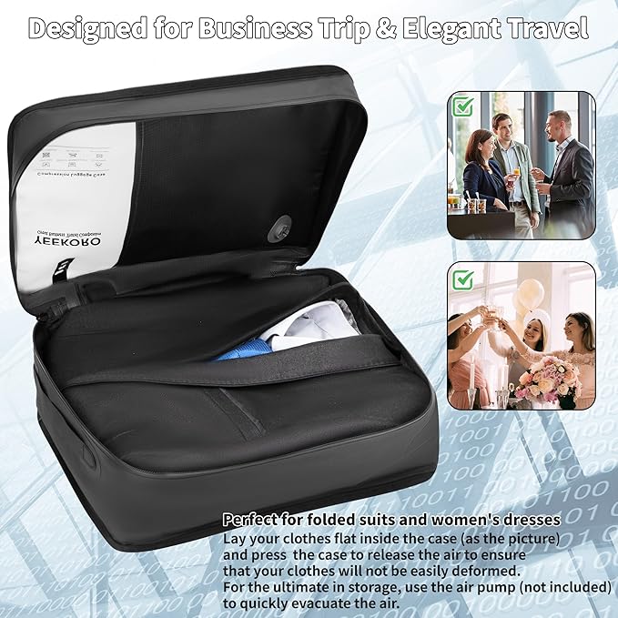 Compression Packing Cubes for Travel, Vacuum Bags for Business Trip, Professional IP67 Reusable Packing Cubes for 20 inch Suitcases, Organizer Bags for Luggage for Women & Men(1 PACK, No Pump)