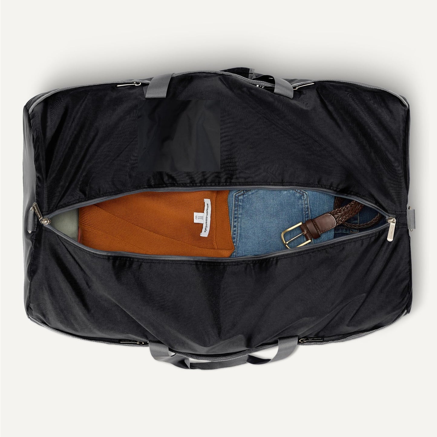 Amazon Essentials 32.4" Extra Large Foldable Nylon Duffel Bag for Travel/Storage with Zippered Pockets, 9254 Cubic Inch (150L), 50-LBS Capacity, Black (Previously Amazon Basics)