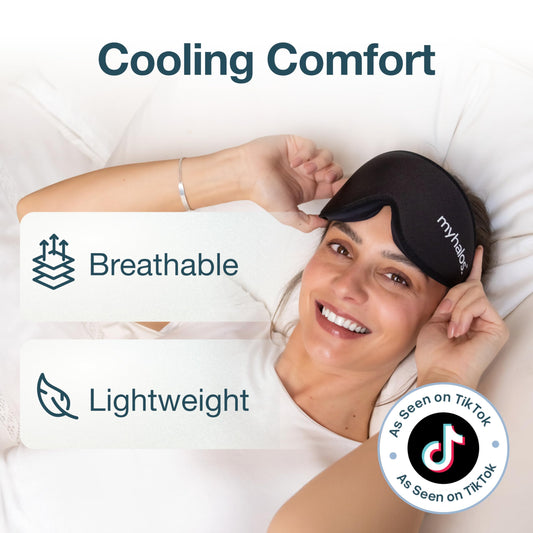 MyHalos® Sleep Mask - Eye Masks for Sleep - 100% Blackout Sleeping Mask for Women, Men & Side Sleepers - 3D Sleeping Eye Mask for Zero Pressure - Award Winning Design, Eyelash Friendly & Breathable