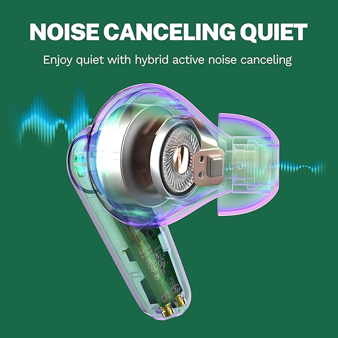 JLab Go Pods ANC True Wireless Bluetooth Earbuds & Charging Case, Hybrid Active Noise canceling + Be Aware for Safe Listening, 26+ Hours Total Playtime, Clear Calls, Custom Sound via App, Sage