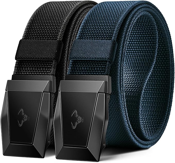 BULLIANT Men Belt 2 Pack,Nylon Web Holster Belt Stretch for Gift Men Outdoor Work Sports Hunting Hiking,Quick Release