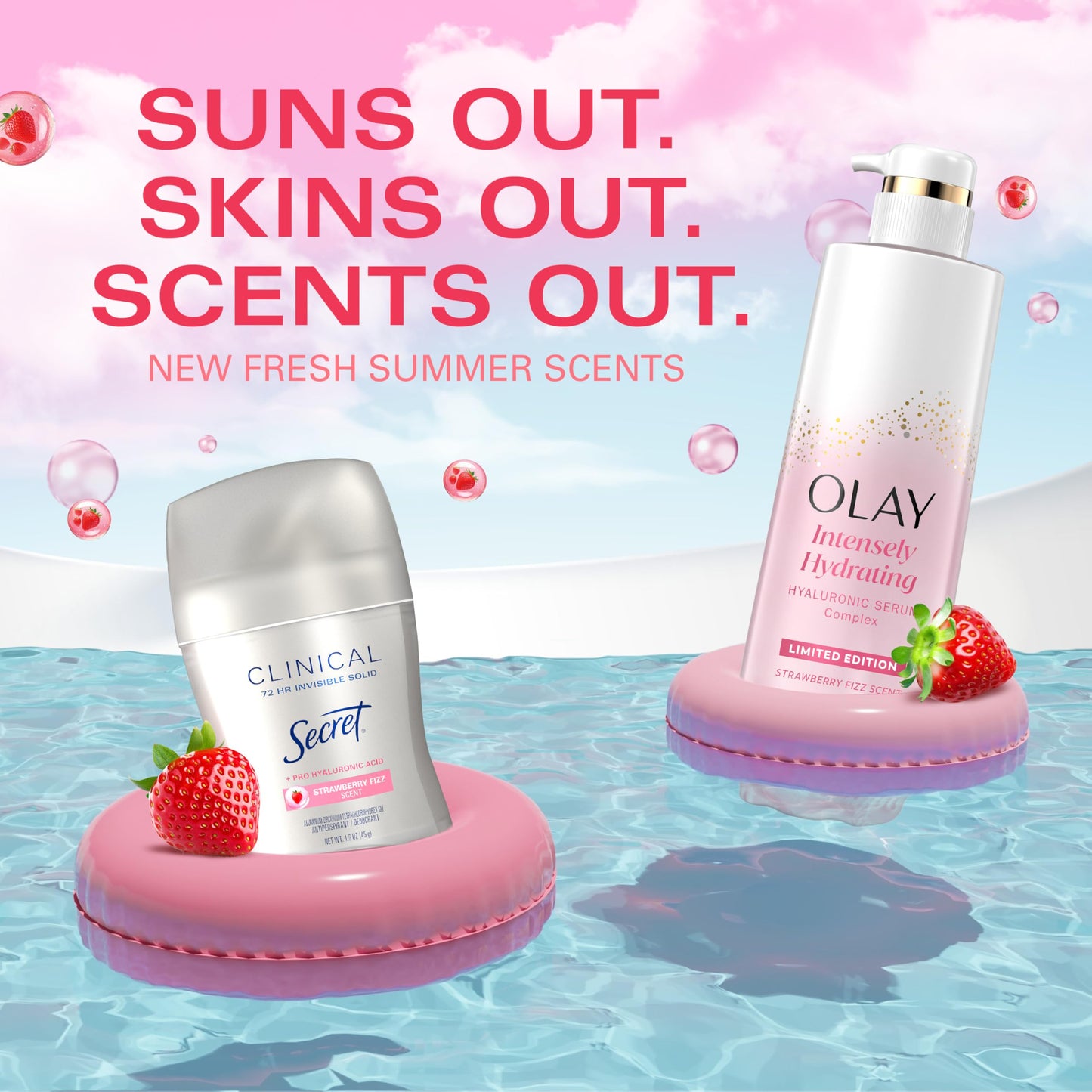 Secret Clinical Strength Antiperspirant Deodorant for Women, 3X Stress Protection, 72hr Sweat & Odor Protection, Pro-Hyaluronic Acid, Invisible Solid, Strawberry Summer Fizz Scent, 1.6 oz