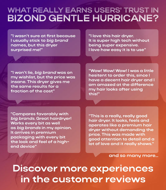 BIZOND Ionic Hair Dryer Premium Quality, High-Speed Professional Brushless Motor 110,000 RPM, 1600W Power, 9 ft Long Cord and Magnetic Nozzle, Lightweight Blow Dryer, Ultra Quiet Fast Drying (Gray)