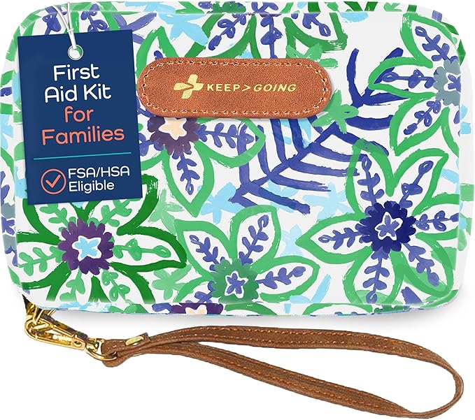 KeepGoing Travel First Aid Kit for Kids – 130 Pc. for Car, Home, Purse, Diaper Bag & Backpack with Latex-Free Bandages - Mini First Aid Kit Travel Size TSA-Approved