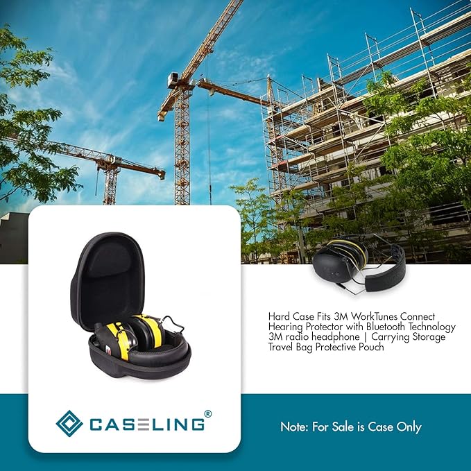 caseling Ear Muff Case - Fits 3M WorkTunes Connect Hearing Protector - Earmuff EVA Ear Protection Hard Case for Storage and Travel (Case Only)