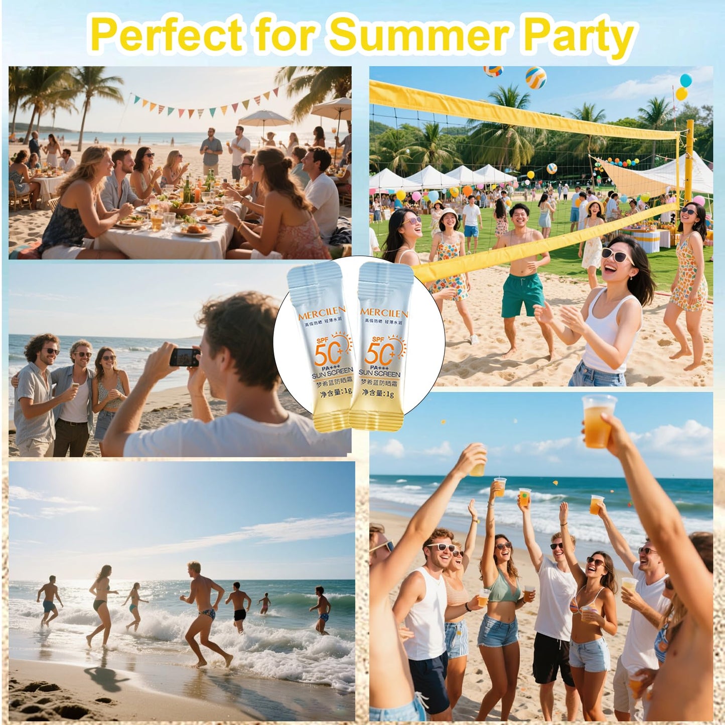 30PCS Mini Sunscreen SPF50+ PA+++ - Travel Size Sunscreen Bulk for Face & Body, Lightweight & Non-Greasy, Water-Resistant, Perfect for Summer Party & Thank You Gifts