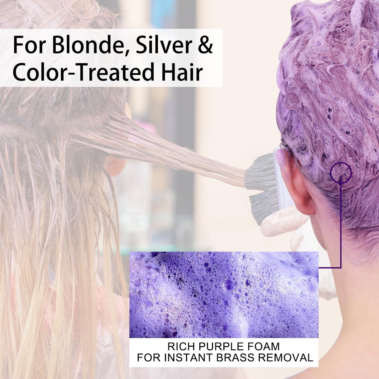 Sulfate Free Brass Toning Purple Shampoo Bar for Blonde, Bleached, Silver, or Brown Highlighted Hair, Travel Friendly, with Tin Container +Sponge