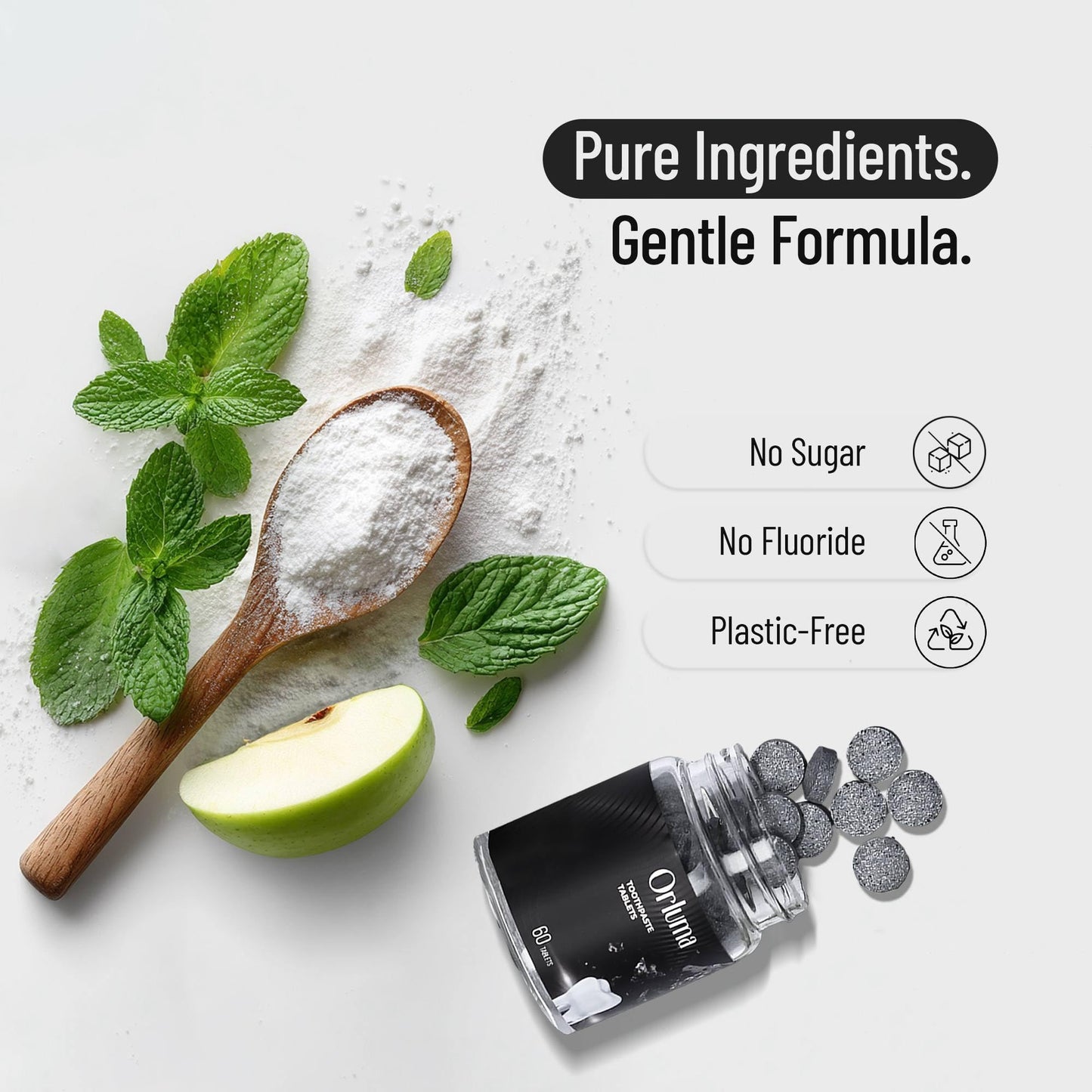 Charcoal Toothpaste Tablets Fluoride Free – Travel Size Toothpaste for Whitening, Fresh Breath & Clean Teeth – Natural Mint Dental Tablets – Portable Oral Care – 60 Count Jar for Daily Use