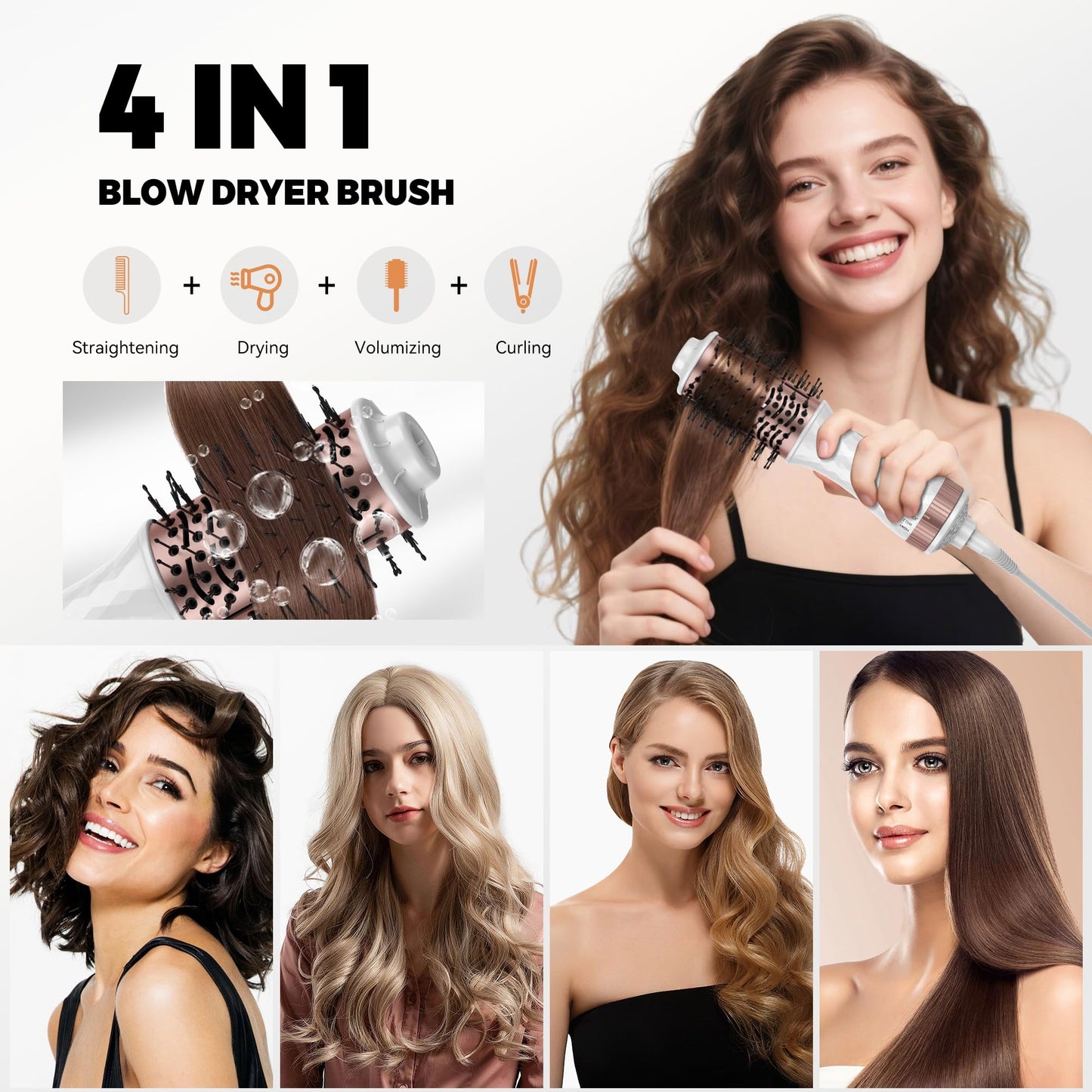 Mini Travel Hair Dryer Brush Blow Dryer Brush in One, Small Hot Air Brush Compact Brush Blow Dryers for Women, Portable One Step Volumizer,Straightener,Styler,100-120V