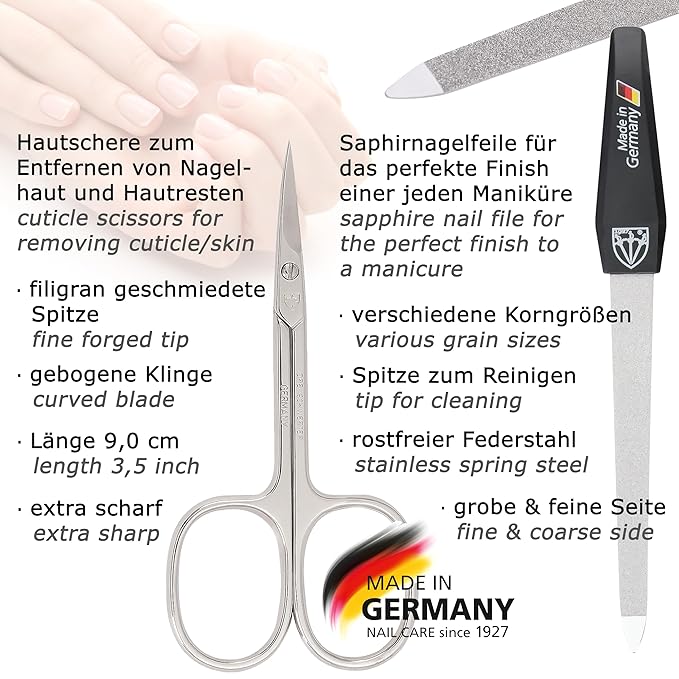 3 Swords Germany - brand quality 6 piece manicure pedicure grooming kit set fashion leather case light pink, Made in Germany