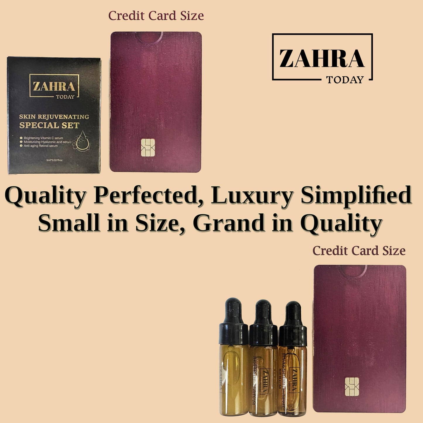 ZAHRA Today's Lavish Trio Face Serum Travel Pack - Hyaluronic Acid, Vitamin C & Retinol - Combat Aging, Dark Spots & Wrinkles (3 Vials, 0.17 Fl Oz Each)