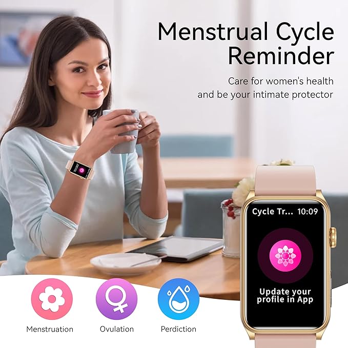 KPEP Health Fitness Watch with LED Flashlight, 24/7 Stress/Blood Pressure/SpO2/Heart Rate/Sleep Monitor, 100+ Sport Modes Calorie Counter Pedometer IP68 Waterproof Fitness Tracker for Men Women, Pink