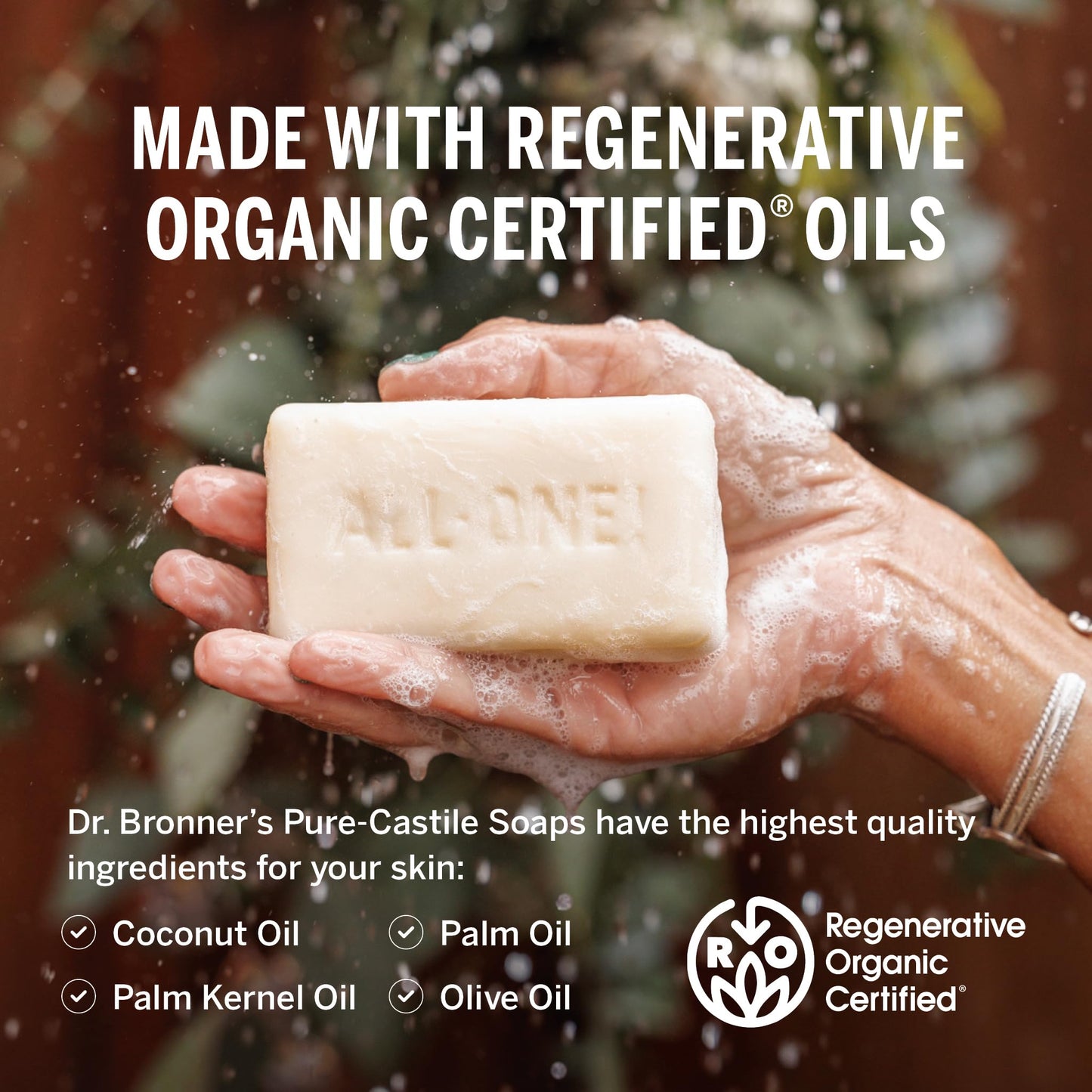 Dr. Bronner's Pure-Castile Magic Bar Soaps (Peppermint, 5oz, 2-Pack) – Made with Regenerative Organic Certified Oils, Soap Bars for Men & Women, Gentle for Face & Body, Vegan, Non-GMO